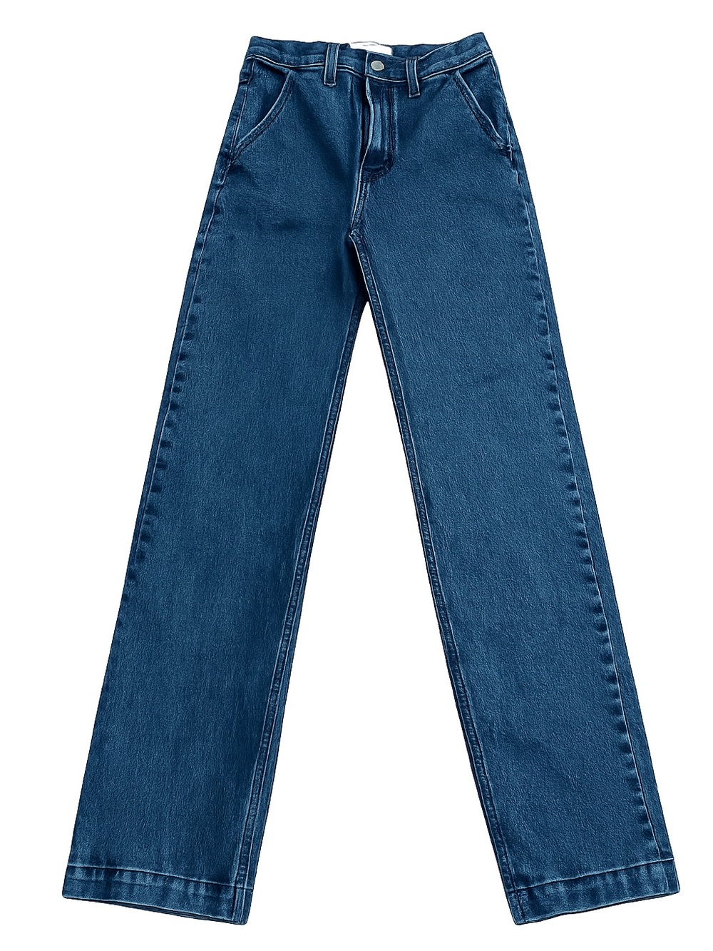 Abercrombie & Fitch High-Rise Straight-Leg Jeans in Dark Blue